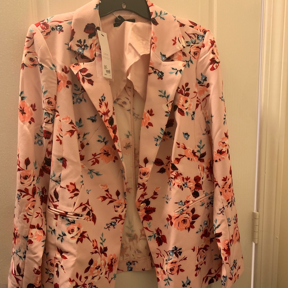 pink floral blazer
